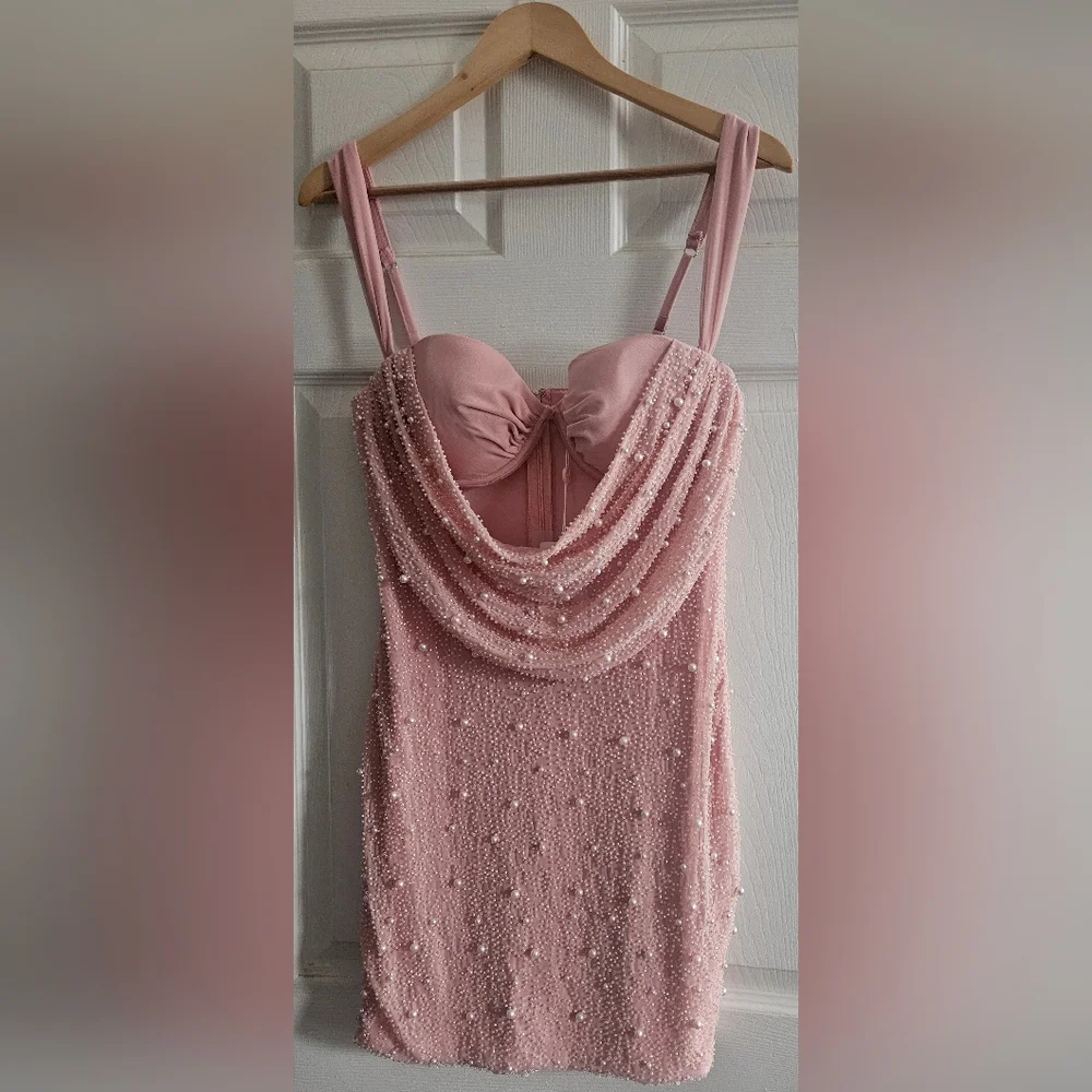 Oh Polly | Dresses | Oh Polly Pink Beaded Dress | Poshmark